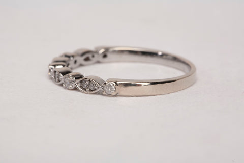Ladies 14k White Gold Dainty Diamond Half Eternity Band Ring