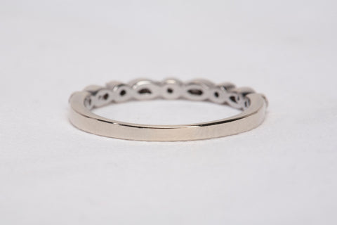 Ladies 14k White Gold Dainty Diamond Half Eternity Band Ring