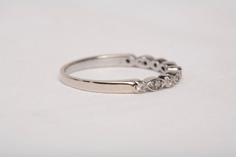 Ladies 14k White Gold Dainty Diamond Half Eternity Band Ring