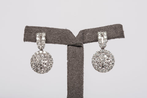 Ladies 10k White Gold Lab Grown Diamond Dangle Earrings