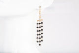 Ladies 14k Yellow Gold 3 Row Onyx Dangle Chandelier Earrings