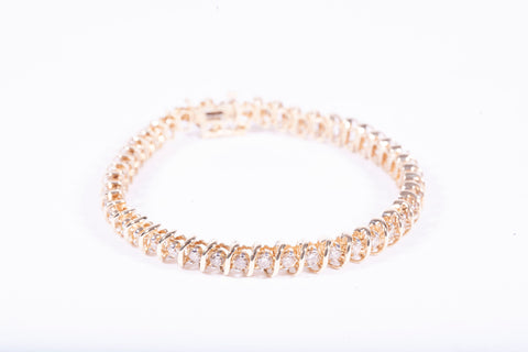 14k Yellow Gold 3.60TCW Round Cut Diamond Tennis Bracelet