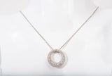 Ladies 14k White Gold Diamond Encrusted Eternity Pendant Necklace