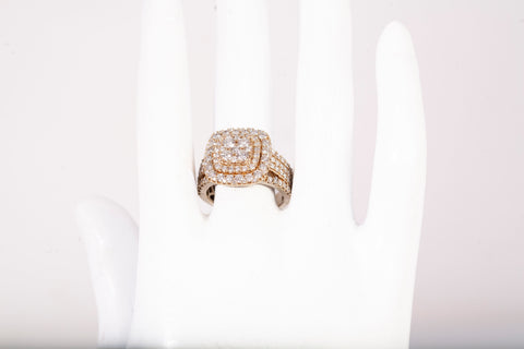 Ladies 10k Yellow Gold 1.75TCW Lab Grown Diamond Cluster Ring
