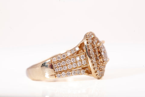 Ladies 10k Yellow Gold 1.75TCW Lab Grown Diamond Cluster Ring