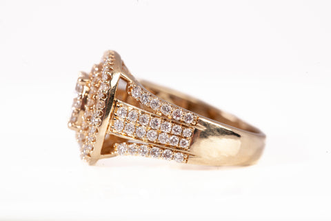 Ladies 10k Yellow Gold 1.75TCW Lab Grown Diamond Cluster Ring