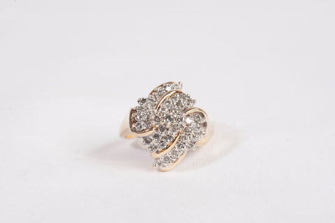 Ladies 10k Yellow Gold Diamond Cluster Ring