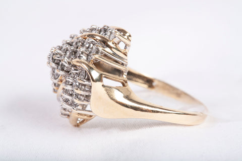 Ladies 10k Yellow Gold Diamond Cluster Ring