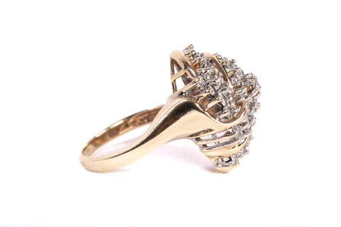 Ladies 10k Yellow Gold Diamond Cluster Ring