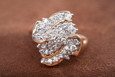 Ladies 10k Yellow Gold Diamond Cluster Ring
