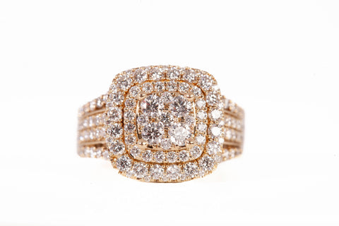 Ladies 10k Yellow Gold 1.75TCW Lab Grown Diamond Cluster Ring