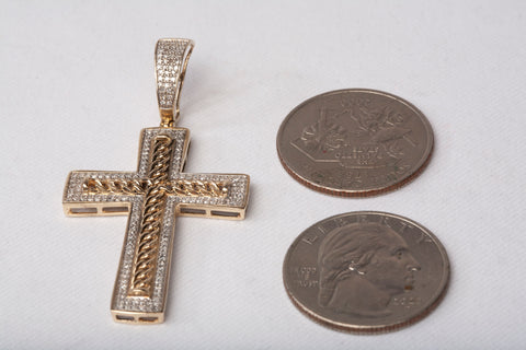 Gentlemen's 10k Yellow Gold 1.60TCW Diamond Cross Pendant