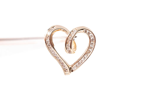 Stunning 10k Yellow Gold Diamond Accent Heart Pendant 0.32 CTW