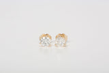 14k Yellow Gold Round Cut Diamond Stud Earrings