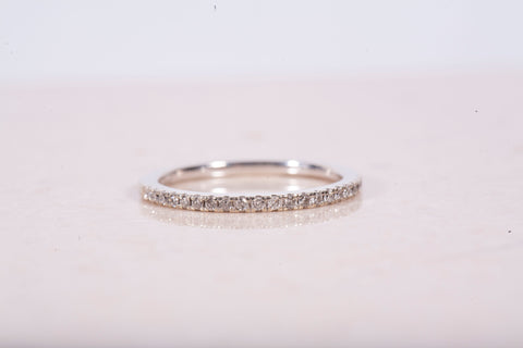 Ladies 14k White Gold Dainty Diamond Wedding Band