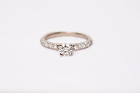 Ladies 14k White Gold Round Cut Diamond Engagement Ring 1.08CTW