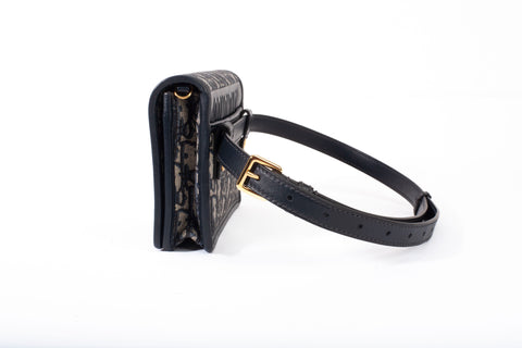 Authentic Christian Dior Navy Blue Oblique 30 Montaigne Chain Flap Bag