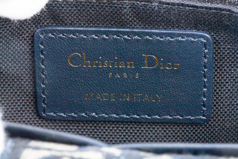 Authentic Christian Dior Navy Blue Oblique 30 Montaigne Chain Flap Bag