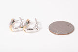 Ladies 14k Two Tone Gold Emerald and Diamond Hoop Earrings