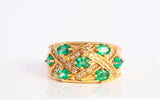 14k Yellow Gold Oval Cut Emerald with Diamond Accent Ring