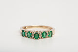 Ladies Multi Emerald Diamond Accent Ring 14k Yellow Gold