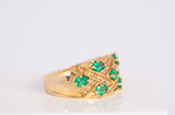 14k Yellow Gold Oval Cut Emerald with Diamond Accent Ring