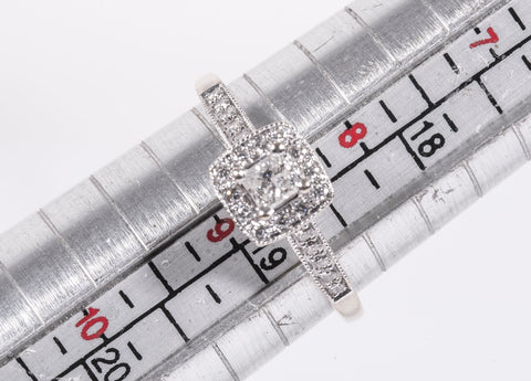 Ladies Halo Mutli Cut 14k White Gold Diamond Engagement Ring 0.49CWT