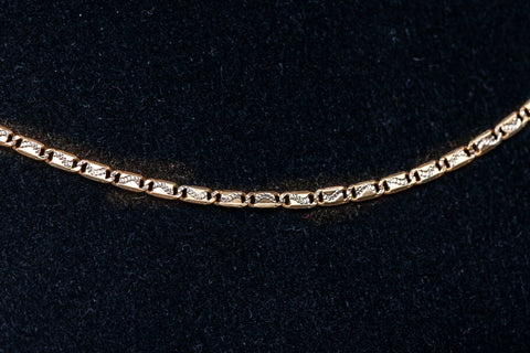 Ladies 14k Two-Tone Diamond Cut Bar Link Chain 18.5"