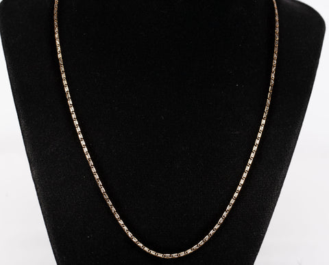 Ladies 14k Two-Tone Diamond Cut Bar Link Chain 18.5"