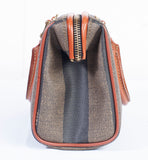 Authentic Brown Fendi Vintage Pequin Boston Bag