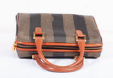 Authentic Brown Fendi Vintage Pequin Boston Bag
