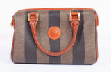 Authentic Brown Fendi Vintage Pequin Boston Bag