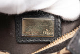 Authentic Fendi Black Leather Brown Zucca Vintage Mini Boston Handbag