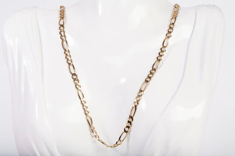 Men's 14k Yellow Gold Figaro Style Chain 22"