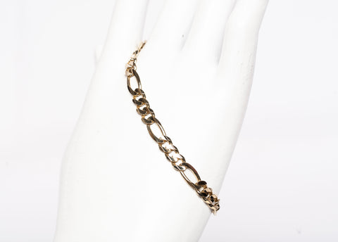 Unisex 14k Yellow Gold Figaro Link Bracelet Size 7