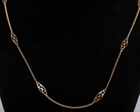 Ladies 14k Yellow Gold Filigree Station By The Yard Necklace