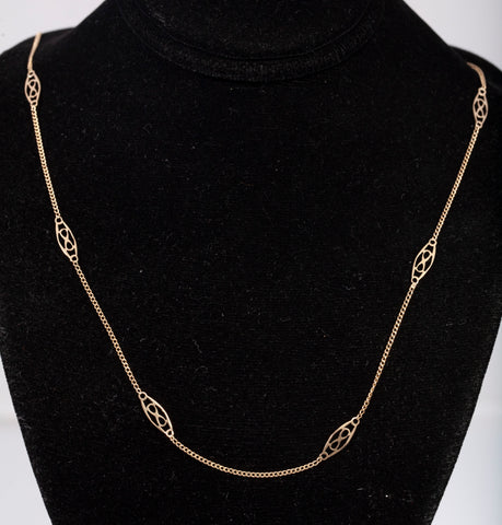 Ladies 14k Yellow Gold Filigree Station By The Yard Necklace