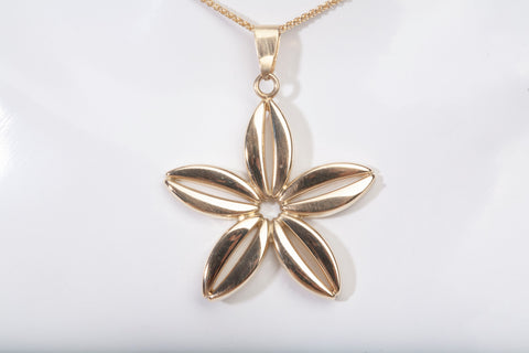 Ladies 14k Yellow Gold Flower Pendant