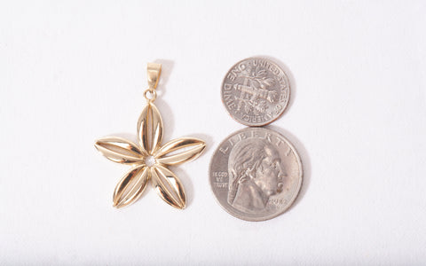 Ladies 14k Yellow Gold Flower Pendant
