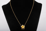 Ladies 18k Yellow Gold Flower Pendant 16.5'' Necklace