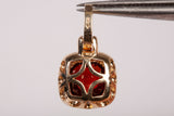 Ladies 10k Yellow Gold Cushion Cut Garnet with Diamond Halo Pendant