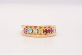 Ladies 10k Yellow Gold Round Cut Multi-Color Gemstone Ring