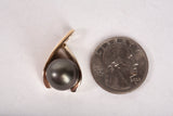 Ladies 14k Yellow Gold Tahitian Black Pearl Pendant