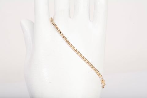 Ladies 14k Yellow Gold Beaded Bracelet Size 7.25"