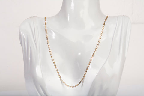 Unisex 14k Two-Tone Gold Figaro Diamond-Cut Link Chain Size 24"