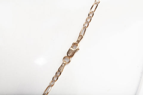 Unisex 14k Two-Tone Gold Figaro Diamond-Cut Link Chain Size 24"