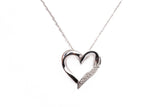 Ladies 10k White Gold Heart Pendant Necklace 18"