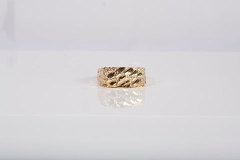 Men's 14k Yellow Gold Pinky Nugget Ring Size 7.5