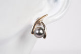 Ladies 14k Two-Tone Gold Tahitian Pearl Stud Earrings