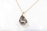 Ladies 14k Yellow Gold Tahitian Black Pearl Pendant
